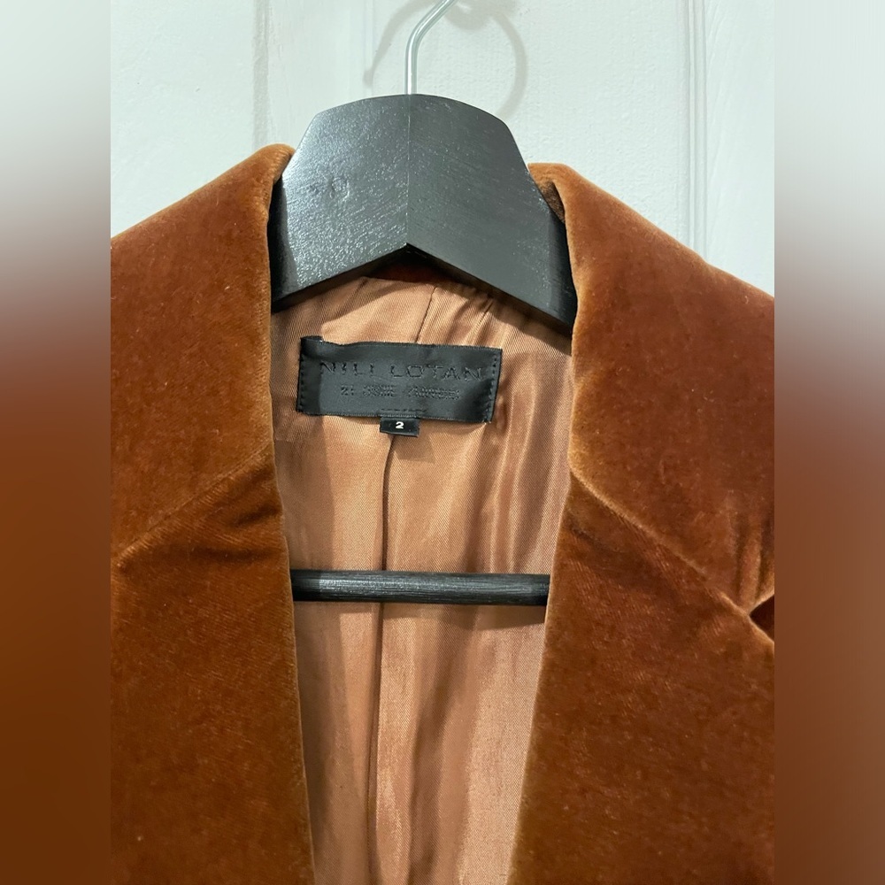 Nili Lotan Brown Marshall Velvet Blazer Tailored Suit Jacket - Picture 4 of 6